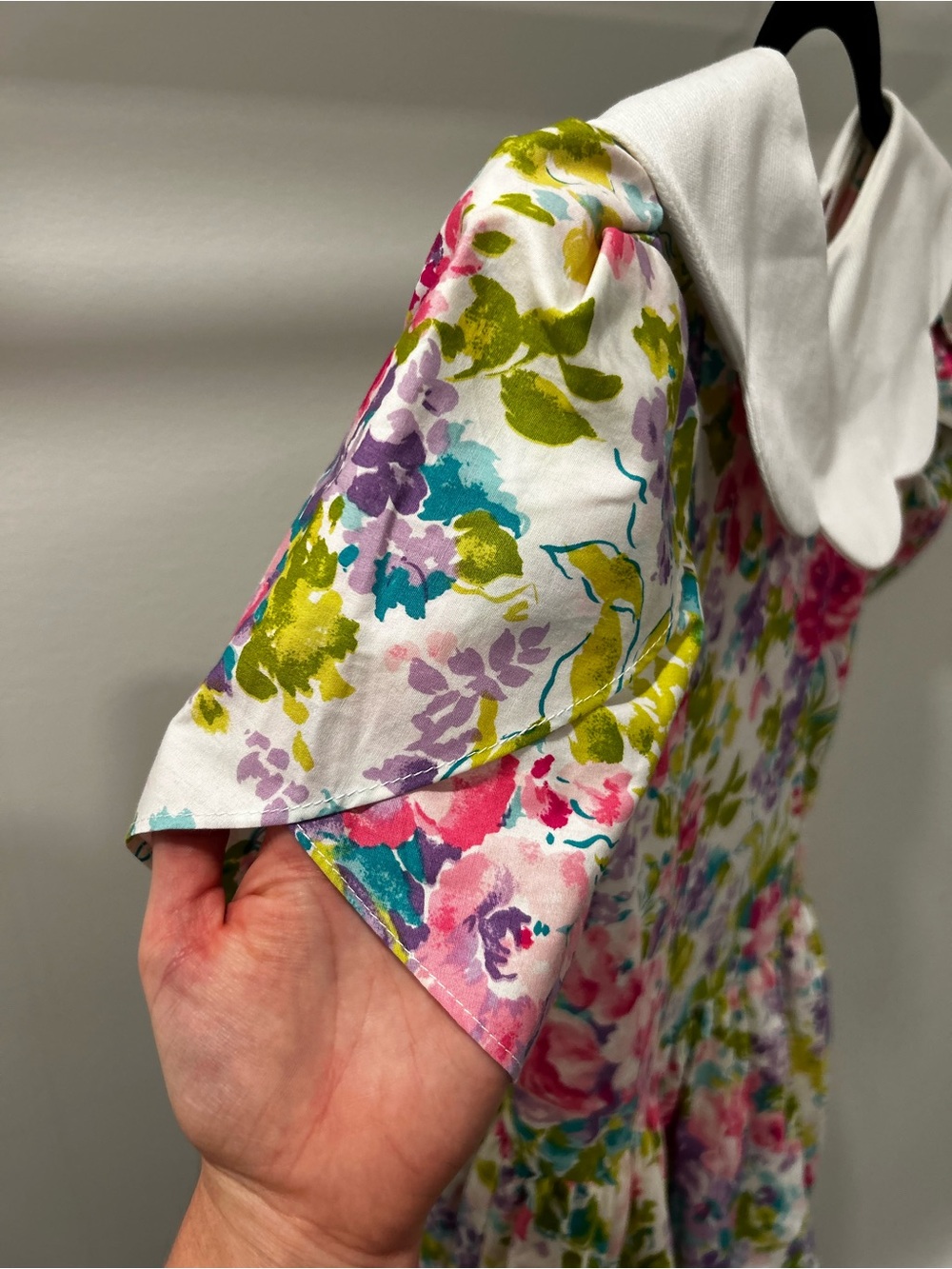 Vintage Manhattan 80s Floral Dress 🇨🇦 Girls Size 12 Scalloped Neck - Picture 5 of 15